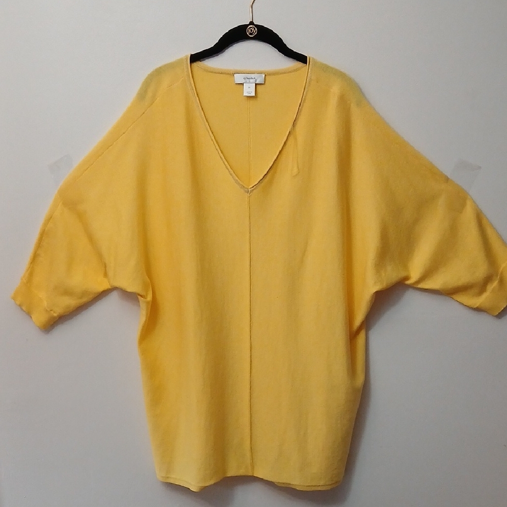 CJ Banks V-neck 3/4 Sleeve Knit Sweater, Yellow, 3X